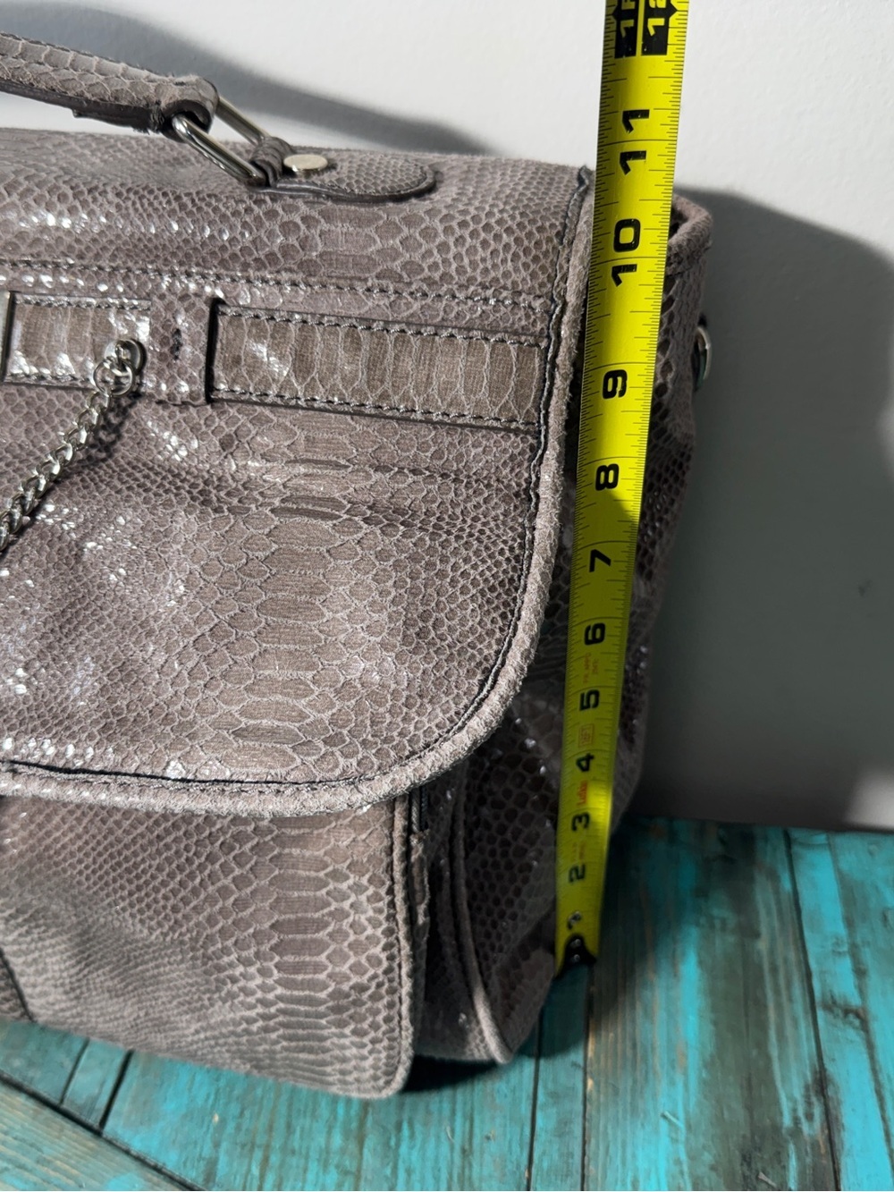 Nine West Grey Faux Snakeskin Print Laptop Bag - Picture 12 of 16